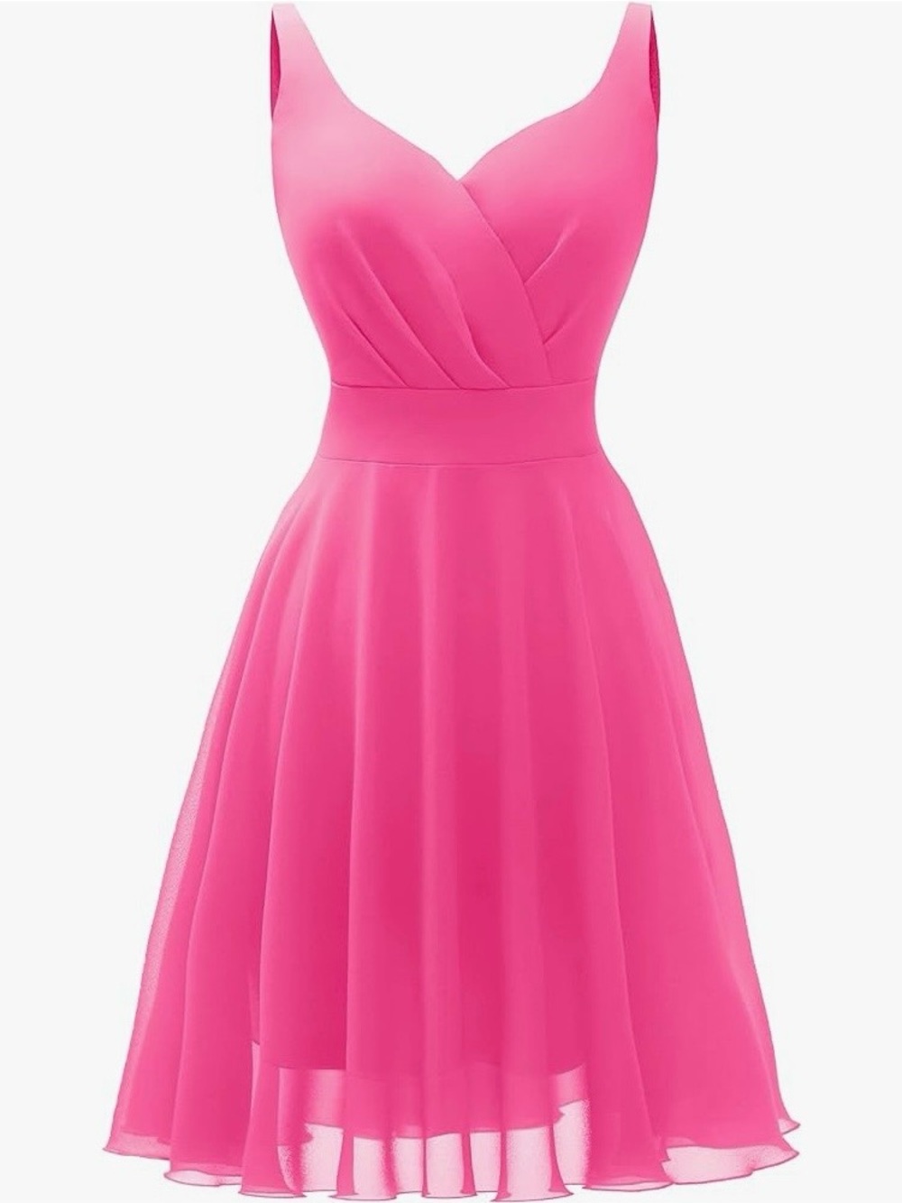 Sleeveless V-Neck Pink Fit & Flare Dress